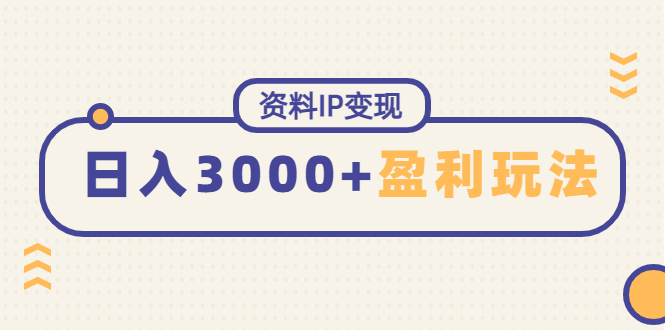 （4576期）资料IP变现，能稳定日赚3000起的持续性盈利玩法