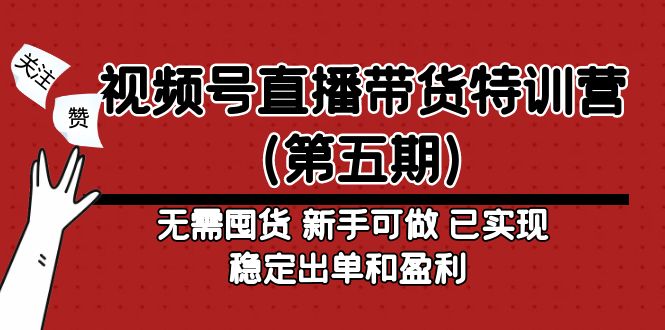 （4945期）视频号直播带货特训营（第五期）无需囤货 新手可做 已实现稳定出单和盈利