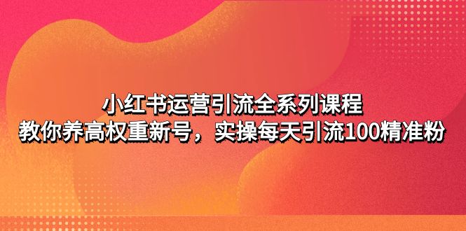 （4950期）小红书运营引流全系列课程：教你养高权重新号，实操每天引流100精准粉