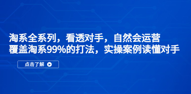 （5233期）淘系全系列，看透对手，自然会运营，覆盖淘系99%·打法，实操案例读懂对手