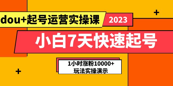 （5878期）小白7天快速起号：dou+起号运营实操课，实战1小时涨粉10000+玩法演示