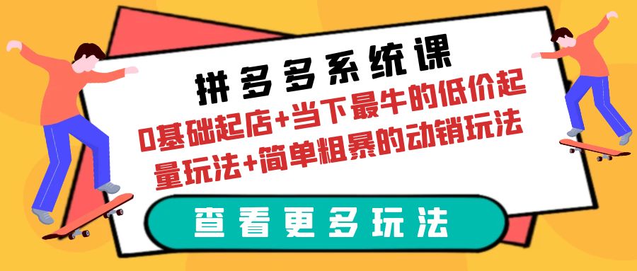 （6217期）拼多多系统课：0基础起店+当下最牛的低价起量玩法+简单粗暴的动销玩法