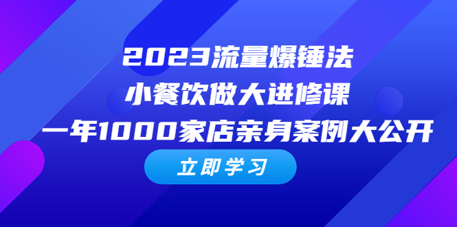 （6485期）2023流量 爆锤法，小餐饮做大进修课，一年1000家店亲身案例大公开