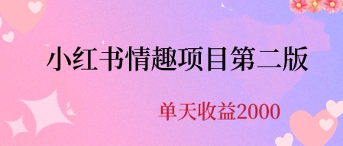 （6648期）最近爆火小红书情趣项目第二版，每天2000+