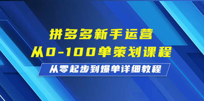 （6920期）拼多多新手运营从0-100单策划课程，从零起步到爆单详细教程