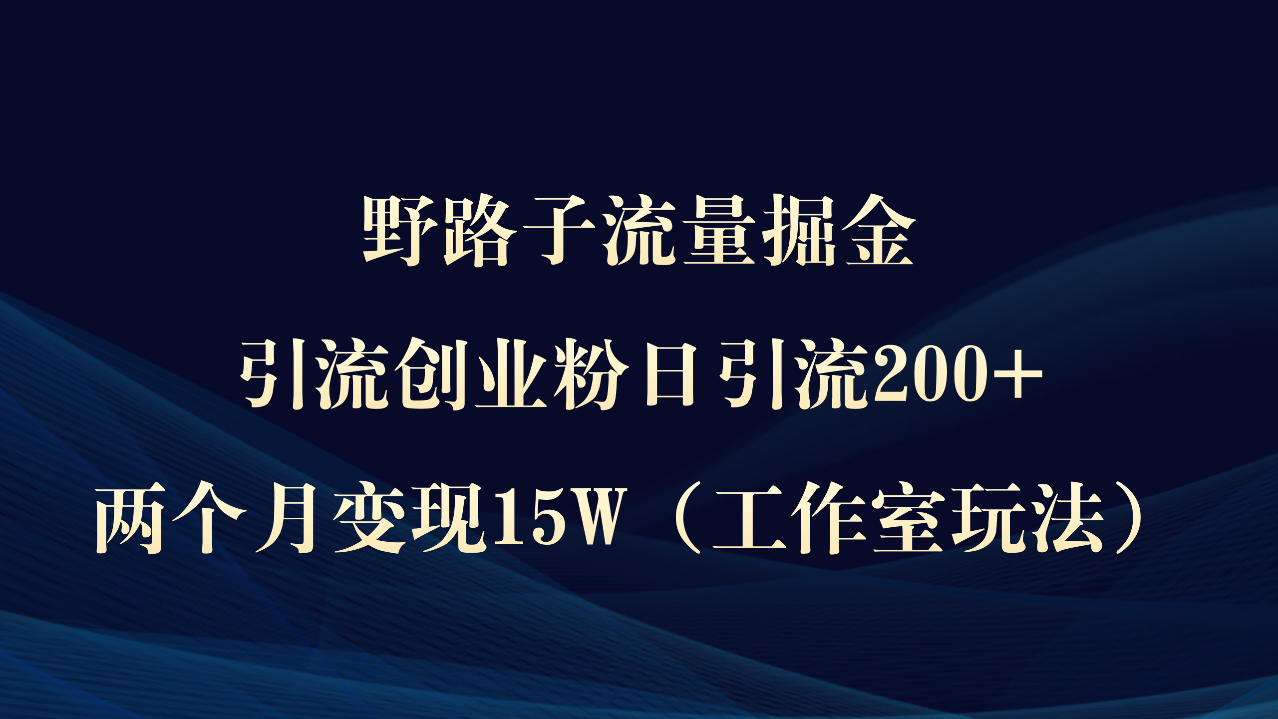 （9513期）野路子流量掘金，引流创业粉日引流200+，两个月变现15W（工作室玩法））_80楼网创