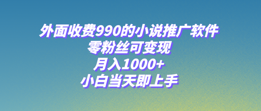 （8016期）小说推广软件，零粉丝可变现，月入1000+，小白当天即上手【附189G素材】_80楼网创