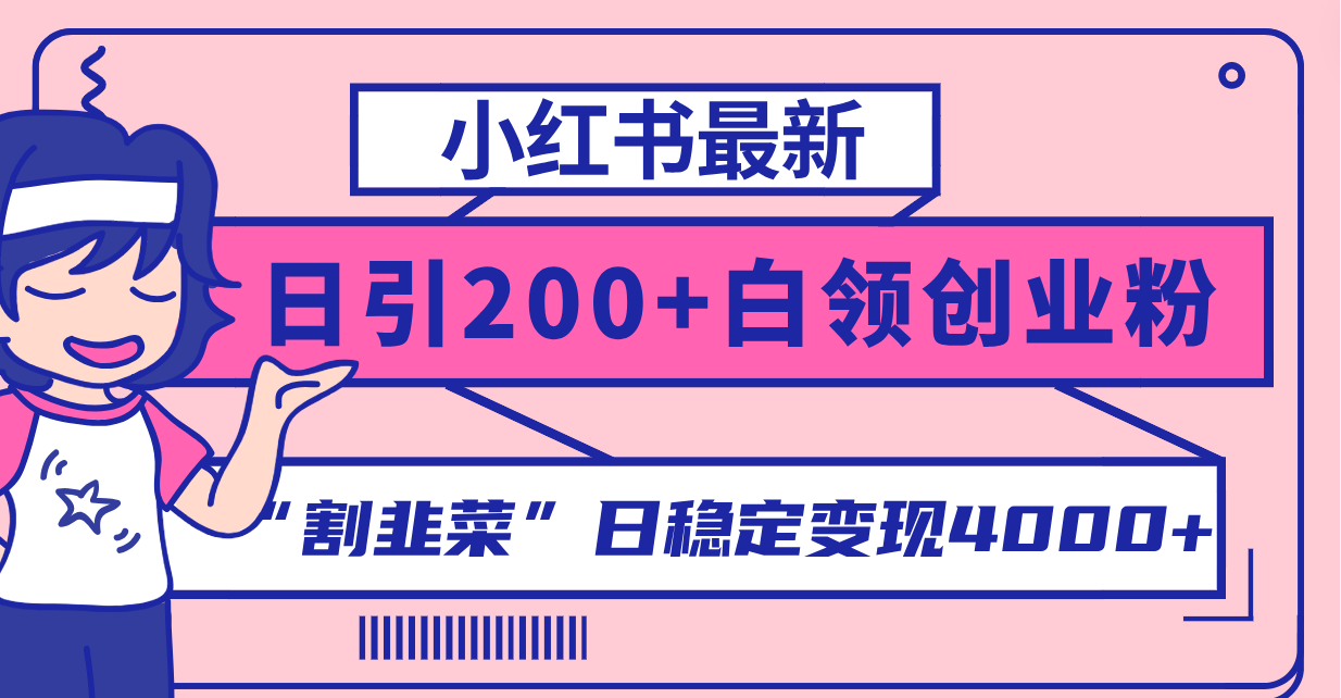 （8052期）小红书最新日引200+创业粉”割韭菜“日稳定变现4000+实操教程！_80楼网创