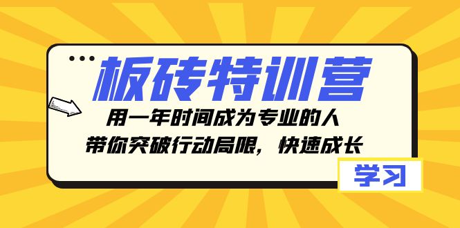 （8048期）板砖特训营，用一年时间成为专业的人，带你突破行动局限，快速成长_80楼网创