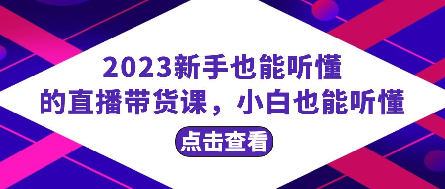 （8046期）2023新手也能听懂的直播带货课，小白也能听懂，20节完整_80楼网创