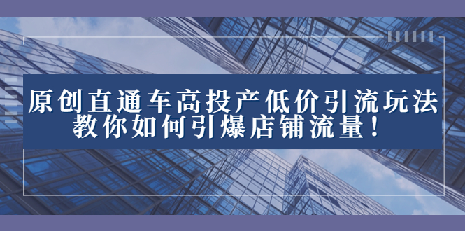 （8197期）2023直通车高投产低价引流玩法，教你如何引爆店铺流量！_80楼网创