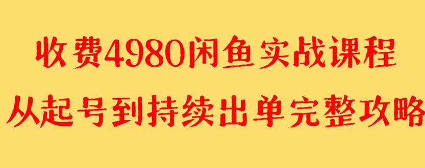 （8359期）外面收费4980闲鱼无货源实战教程 单号4000+_80楼网创