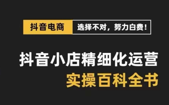 （8380期）抖音小店 精细化运营-百科全书，保姆级运营实战讲解_80楼网创