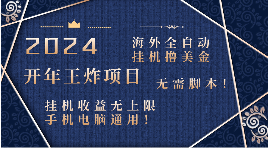 （8494期）2024海外全自动挂机撸美金项目！手机电脑均可，无需脚本，收益无上限！_80楼网创