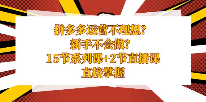 （8479期）拼多多运营不理想？新手不会做？15节系列课+2节直播课，直接掌握_80楼网创