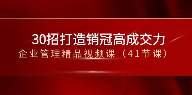 （8477期）30招-打造销冠高成交力-企业管理精品视频课（41节课）_80楼网创