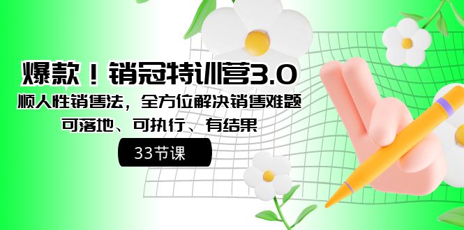 （8573期）爆款！销冠特训营3.0之顺人性销售法，全方位解决销售难题、可落地、可执…_80楼网创