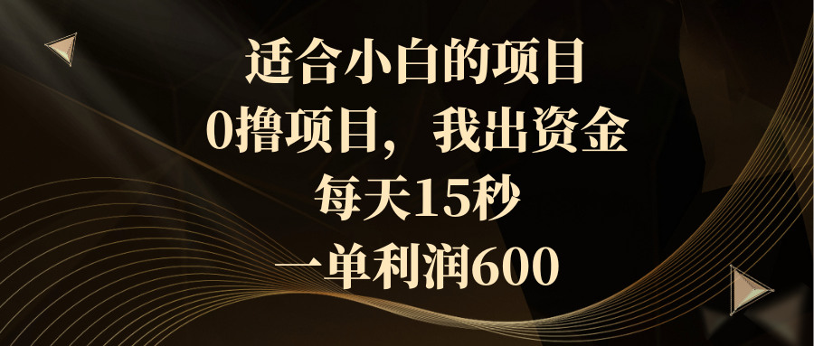 （8571期）适合小白的项目，0撸项目，我出资金，每天15秒，一单利润600_80楼网创