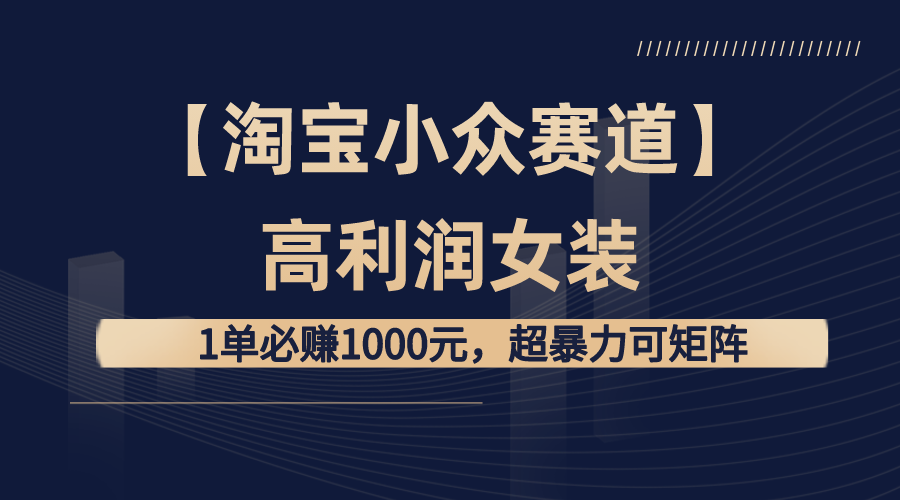 （8608期）【淘宝小众赛道】高利润女装：1单必赚1000元，超暴力可矩阵_80楼网创