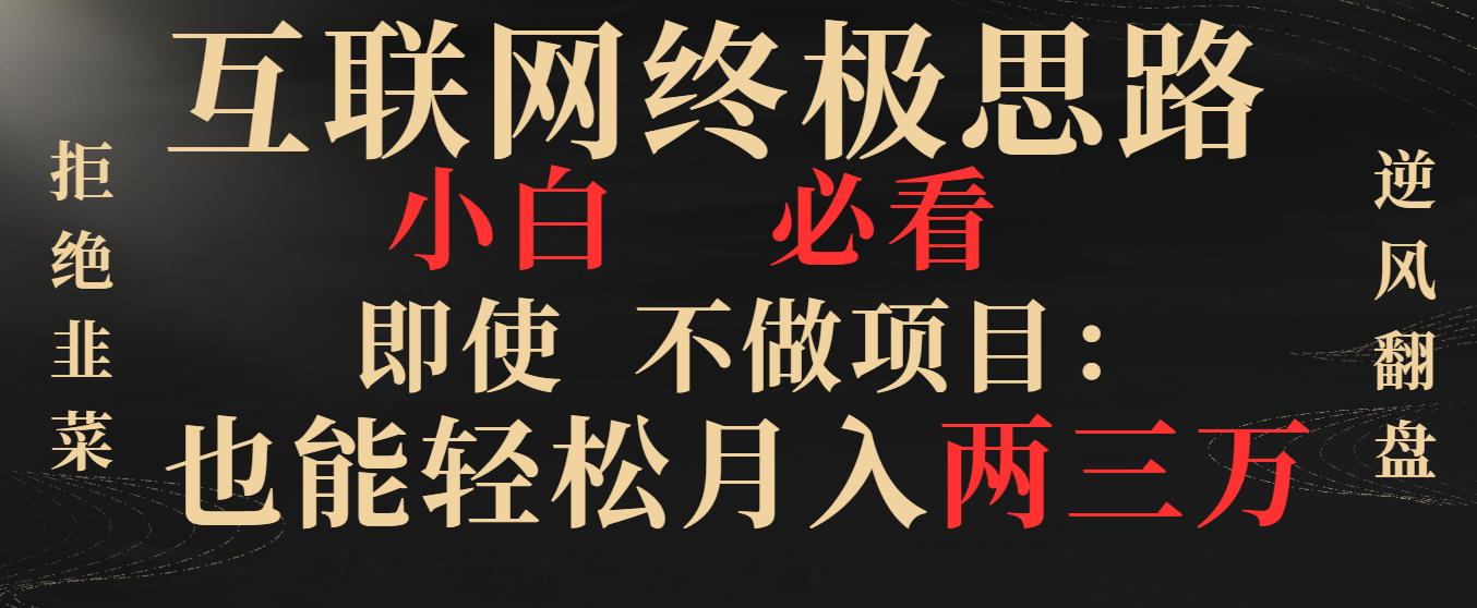 （8619期）互联网终极思路，小白必看，即使不做项目也能轻松月入两三万，拒绝韭菜…_80楼网创