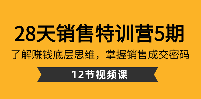 （8659期）28天·销售特训营5期：了解赚钱底层思维，掌握销售成交密码（12节课）_80楼网创