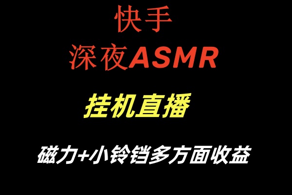 （8758期）快手深夜ASMR挂机直播磁力+小铃铛多方面收益_80楼网创