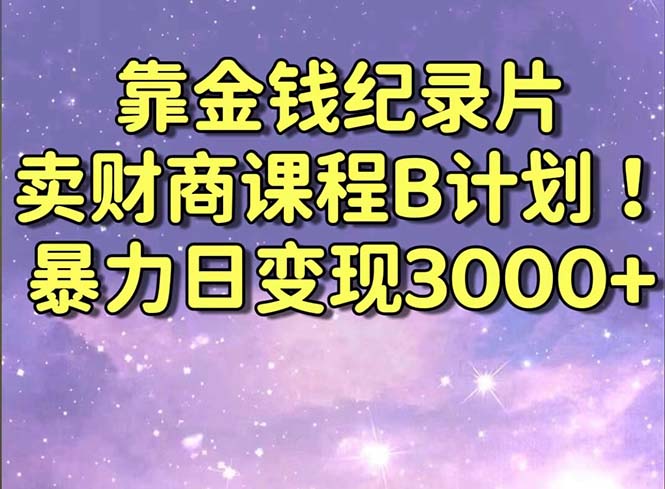 （8944期）靠金钱纪录片卖财商课程B计划！暴力日变现3000+，喂饭式干货教程！_80楼网创