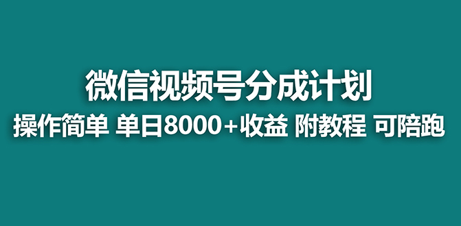 （8929期）【蓝海项目】视频号分成计划最新玩法，单天收益8000+，附玩法教程，24年…_80楼网创