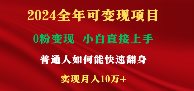 （9045期）2024全年可变现项目，一天收益至少2000+，小白上手快，普通人就要利用互…_80楼网创