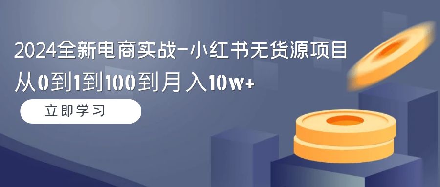 （9169期）2024全新电商实战-小红书无货源项目：从0到1到100到月入10w+_80楼网创