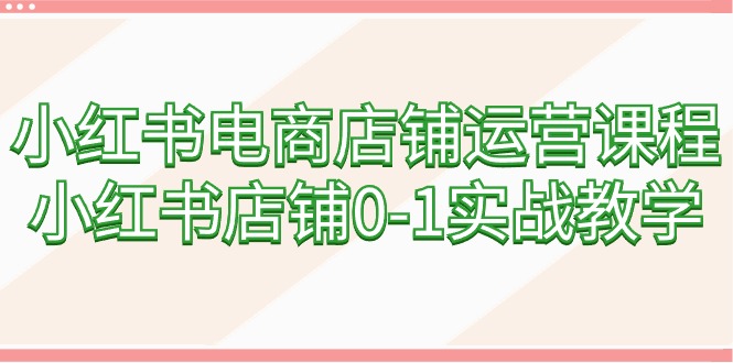 （9249期）小红书电商店铺运营课程，小红书店铺0-1实战教学（60节课）_80楼网创