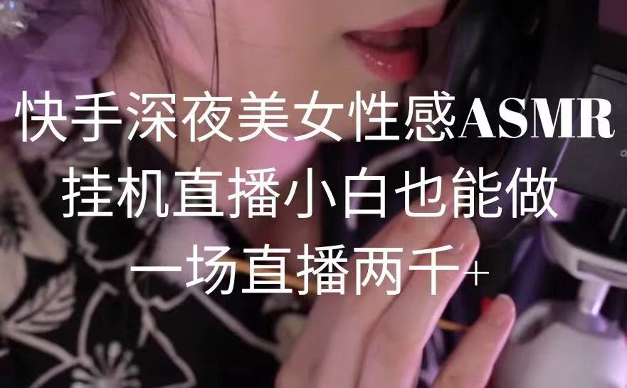 （9243期）快手深夜美女性感ASMR挂机直播，小白也能做，一场直播两千+_80楼网创