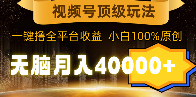 （9281期）视频号顶级玩法，无脑月入40000+，一键撸全平台收益，纯小白也能100%原创_80楼网创