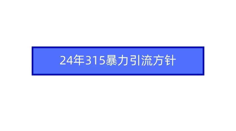 （9398期）2024年315暴力引流方针_80楼网创