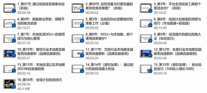 （9439期）本地同城·推核心方法论，本地同城投放技巧快速掌握运营核心（16节课）_80楼网创