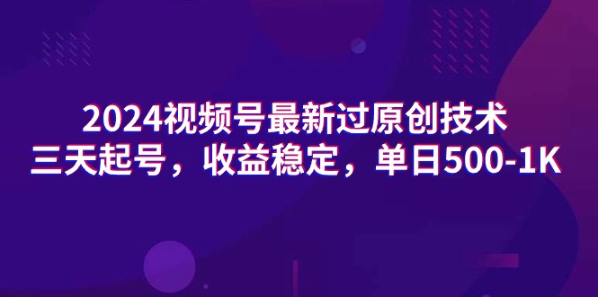 （9506期）2024视频号最新过原创技术，三天起号，收益稳定，单日500-1K_80楼网创