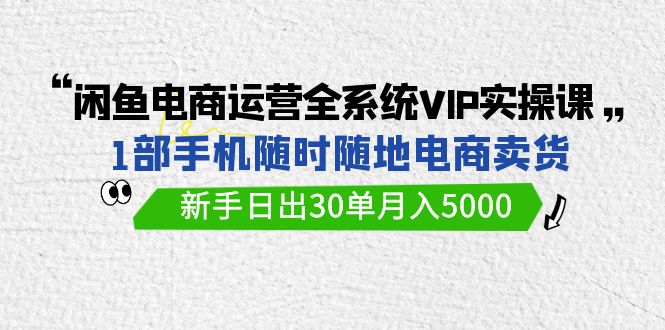 （9547期）闲鱼电商运营全系统VIP实战课，1部手机随时随地卖货，新手日出30单月入5000_80楼网创