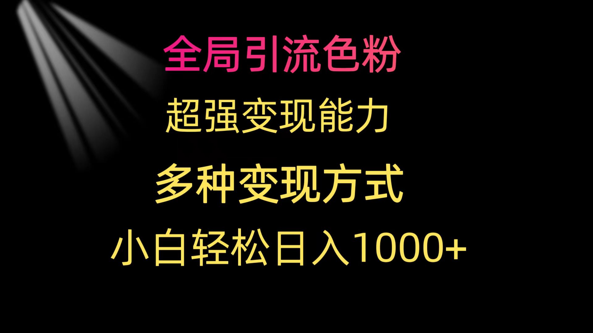 （9680期）全局引流色粉 超强变现能力 多种变现方式 小白轻松日入1000+_80楼网创