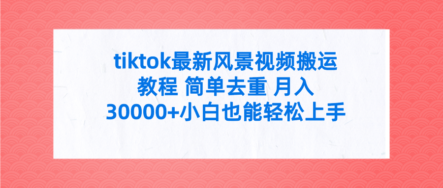 （9804期）tiktok最新风景视频搬运教程 简单去重 月入30000+附全套工具_80楼网创