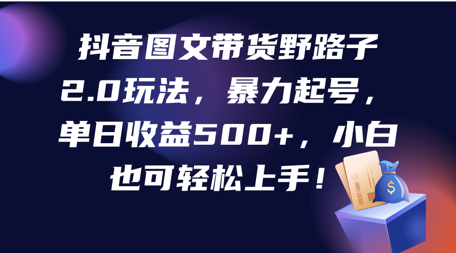 （9790期）抖音图文带货野路子2.0玩法，暴力起号，单日收益500+，小白也可轻松上手！_80楼网创