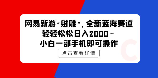 （9936期）网易新游 射雕 全新蓝海赛道，轻松日入2000＋小白一部手机即可操作_80楼网创