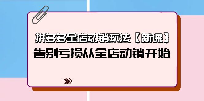 （9974期）拼多多全店动销玩法【新课】，告别亏损从全店动销开始（4节视频课）_80楼网创