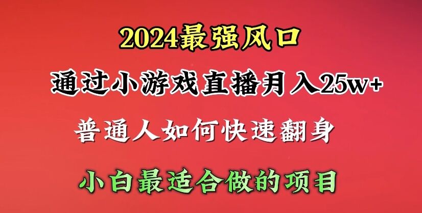 （10020期）2024年最强风口，通过小游戏直播月入25w+单日收益5000+小白最适合做的项目_80楼网创