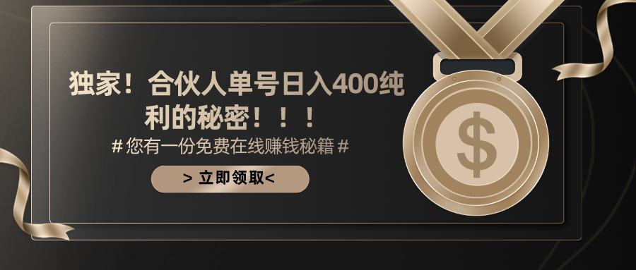 （10028期）合伙人广告撸金最新玩法，每天单号400纯利_80楼网创