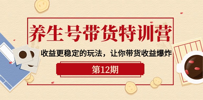 （10110期）养生号带货特训营【12期】收益更稳定的玩法，让你带货收益爆炸-9节直播课_80楼网创