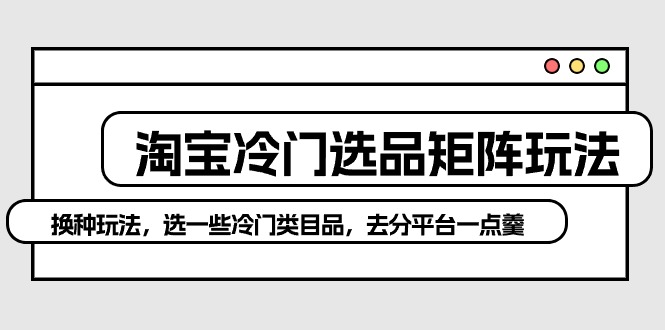 （10159期）淘宝冷门选品矩阵玩法：换种玩法，选一些冷门类目品，去分平台一点羹_80楼网创