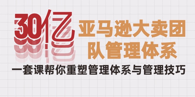 （10178期）30亿-亚马逊大卖团队管理体系，一套课帮你重塑管理体系与管理技巧_80楼网创