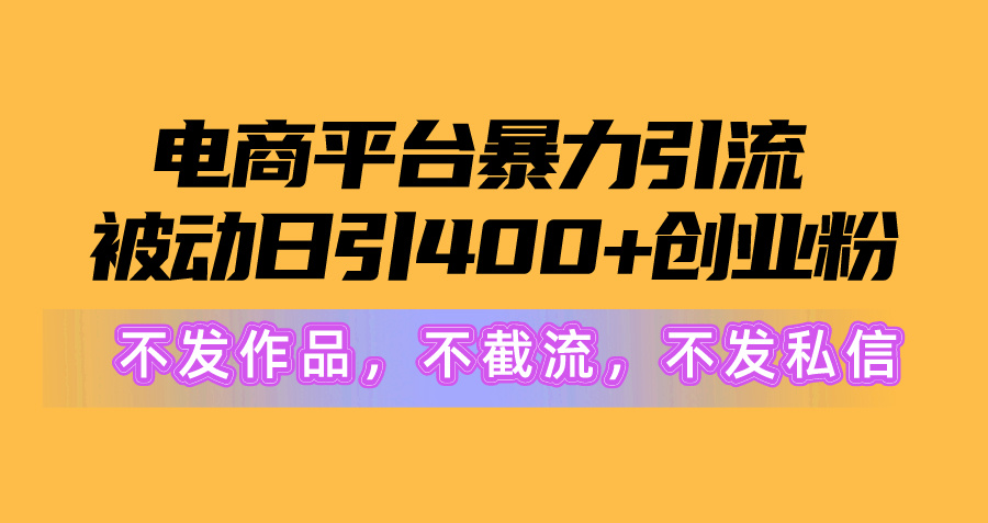 （10168期）电商平台暴力引流,被动日引400+创业粉不发作品，不截流，不发私信_80楼网创