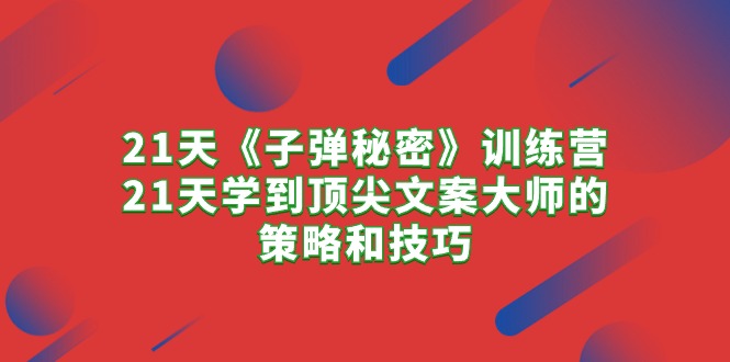 （10209期）21天《子弹秘密》训练营，21天学到顶尖文案大师的策略和技巧_80楼网创