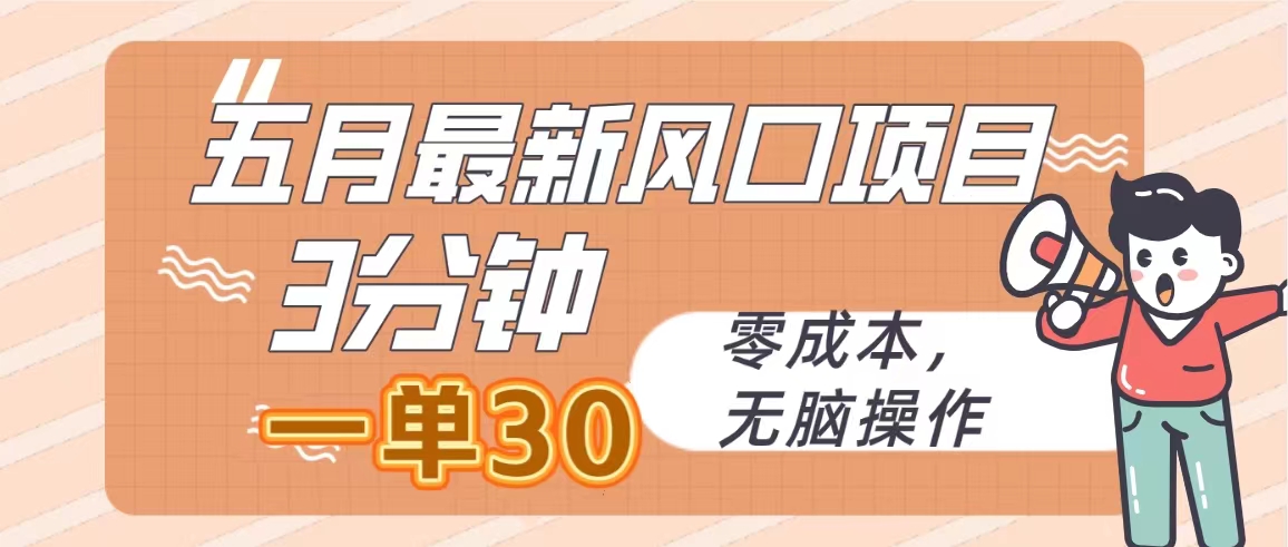 （10256期）五月最新风口项目，3分钟一单30，零成本，无脑操作_80楼网创